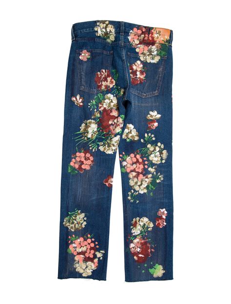 flower painted gucci jeans replica